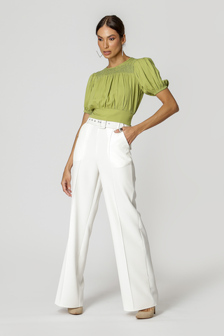Blusa Cropped com Detalhe Lastex - OLIVA