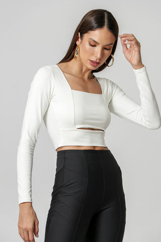 Blusa de cuello cuadrado - BLANCO ROJO 1
