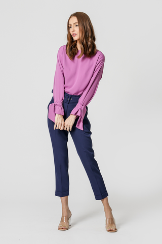Blusa Amarração Manga - LILAS CLARO