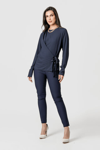 Blusa con lazo - AZUL MARINO 3