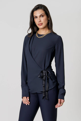 Blusa con lazo - AZUL MARINO 3