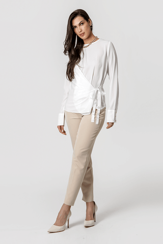 Blusa con lazo - BLANCO ROJO