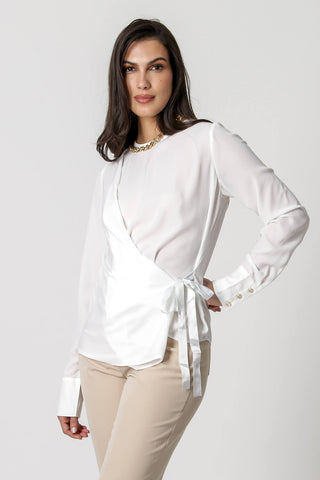 Blusa con lazo - BLANCO ROJO