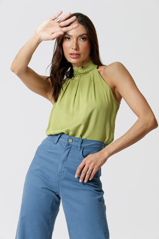 Blusa Gola De Pregas - OLIVA