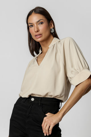 Blusa Detalhe Punho - AREIA