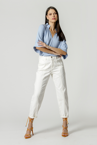 Blusa Detalhe Punho - AZUL CLARO
