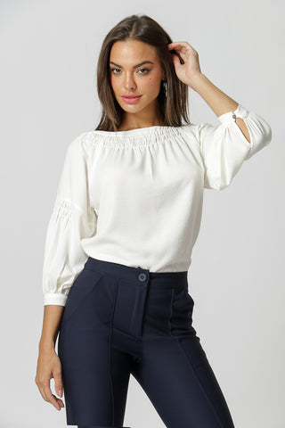 Blusa Decote Franzido - OFF WHITE