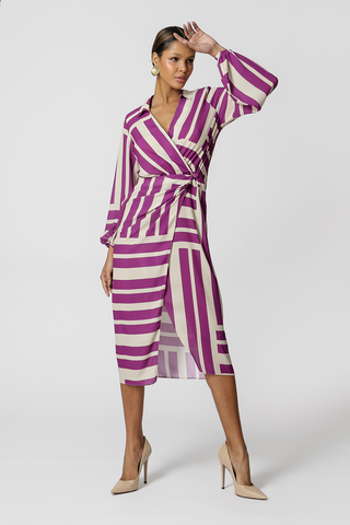 Vestido con escote cruzado - FUCSIA 7163