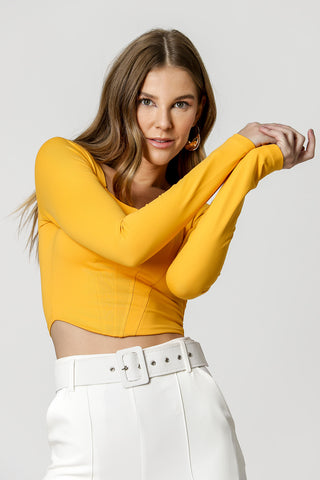 Blusa corsé de manga larga - MOSTAZA 3