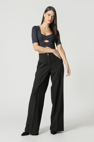 Blusa Cropped Tiras - PRETO