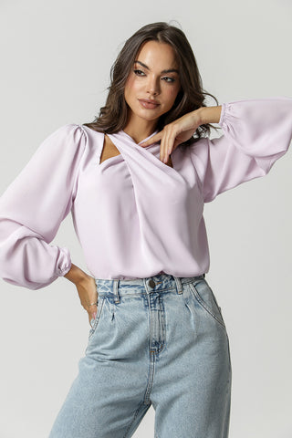 Blusa Transpassada - LILAS CLARO