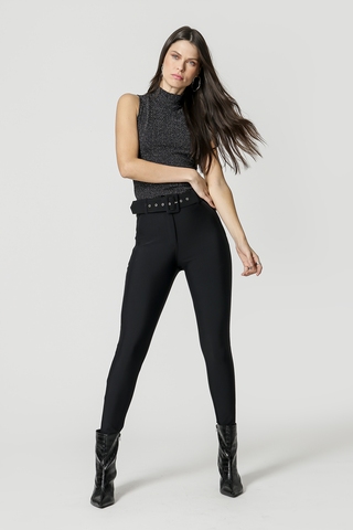 Blusa com gola e Lurex - PRATA