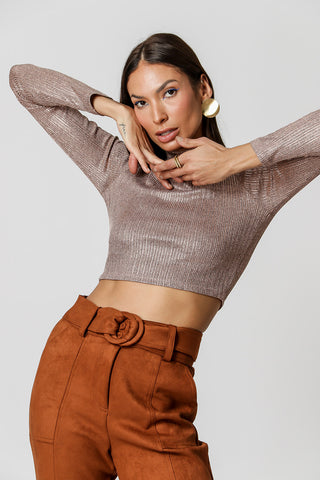 Blusa Cropped Manga Longa - ROSE