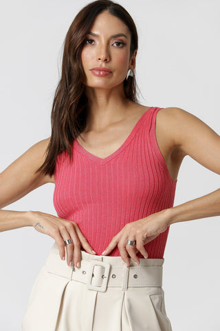 Camiseta de tirantes de lúrex con brillo - MELANCIA
