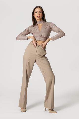 Blusa Brilho com Abertura no Decote - ROSE