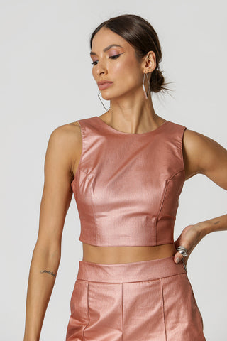 Blusa Cropped Metálico - COBRE