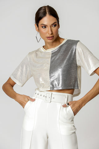 T-shirt Bicolor Brilho - GOLD