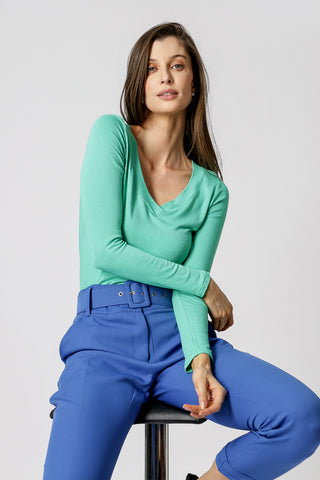 Blusa de manga larga con cuello en V - PALMEIRA 1
