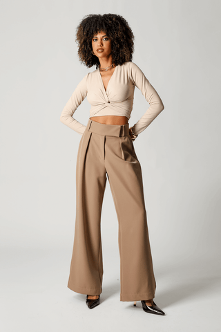 Blusa Manga Longa Twist - AREIA