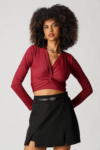 Blusa de manga larga con giro - WINE ESC