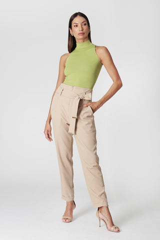 Blusa de malla con cuello alto Amni - OLIVA