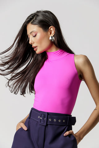 Blusa de cuello alto de punto Amni - ROSA NEÓN