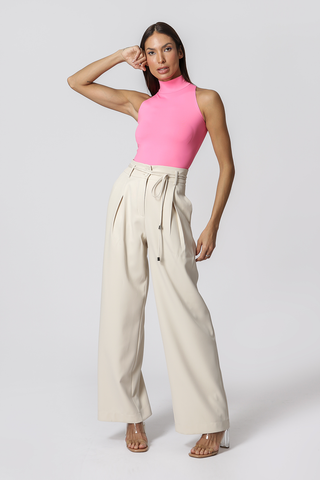 Blusa de malla de cuello alto Amni - ROSA NEÓN