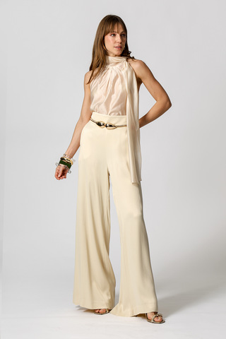 Calça Pantalona Em Cetim - CRU