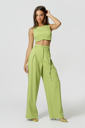 Calça Pantalona Com Cinto De Tira - FOLHA 1