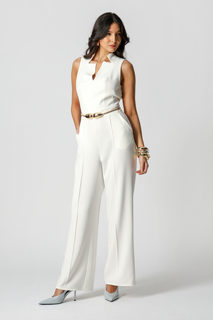 Macacão Alfaiataria Com Recortes - OFF WHITE