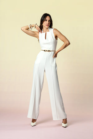 Macacão Alfaiataria Com Recortes - OFF WHITE