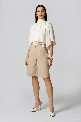 Blusa de ángel con mangas abullonadas - CRU