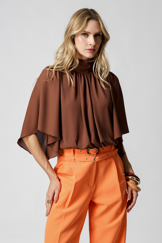 Blusa Bubble Manga Angel - TABACO