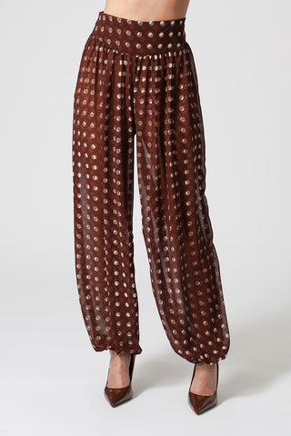 Calça Aladim Crepe Fluido - MARROM 7205