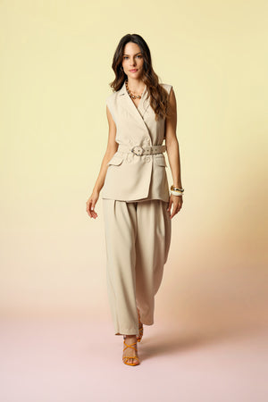 Colete Alfaiataria 4 Botões - AREIA