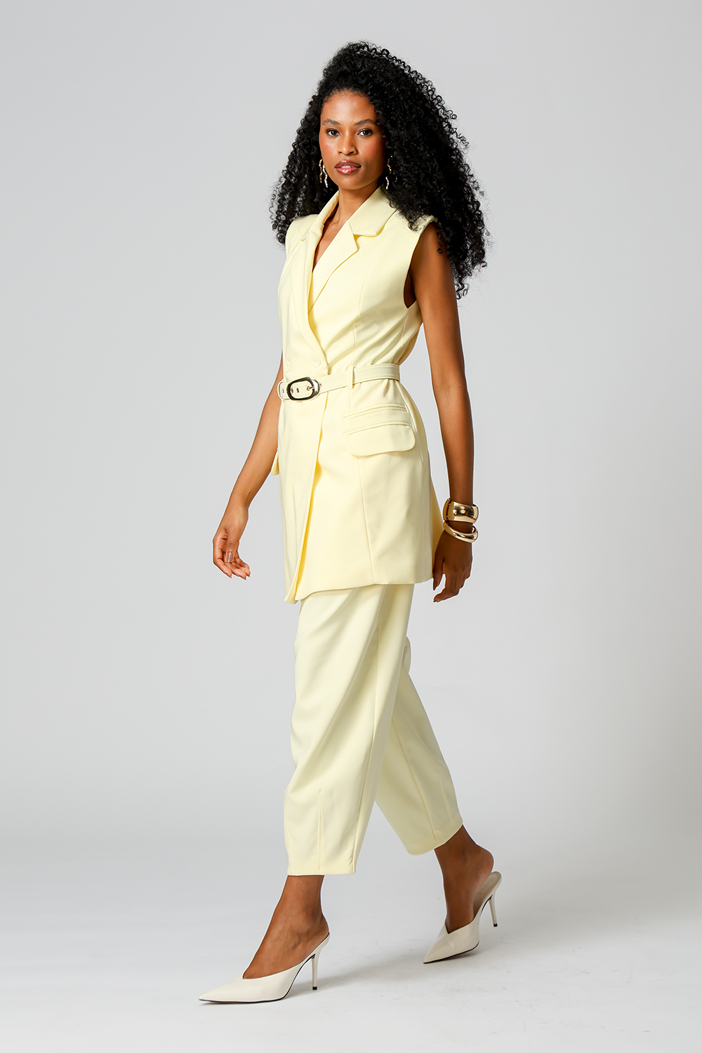 Vestido Colete Com Cinto - AMARELO CL