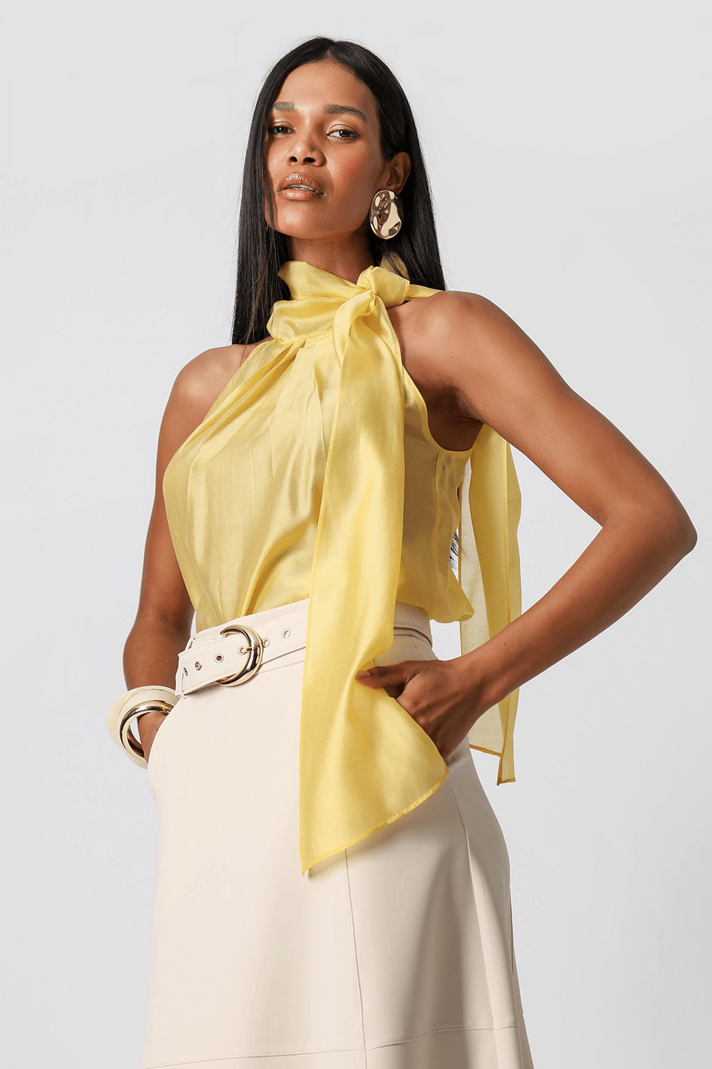 Blusa Regata Com Faixa Versátil - AMARELO CL