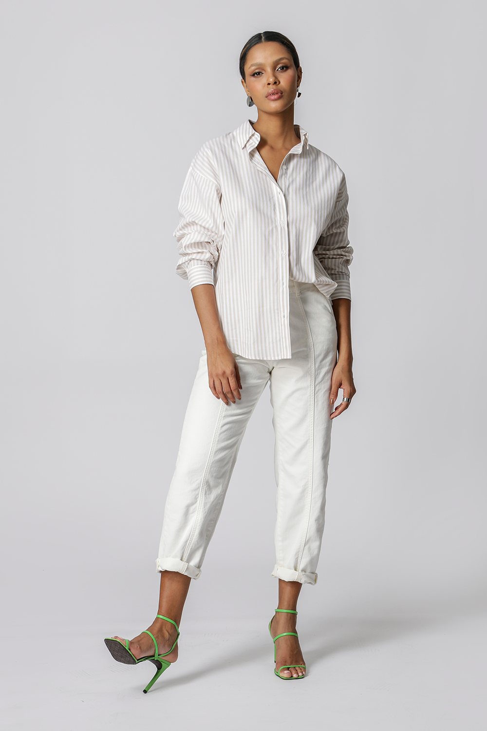 Camisa holgada de rayas - KAKI 90131