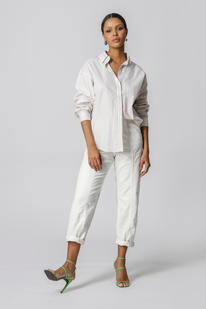 Camisa Ampla Listrada - KAKI 90131