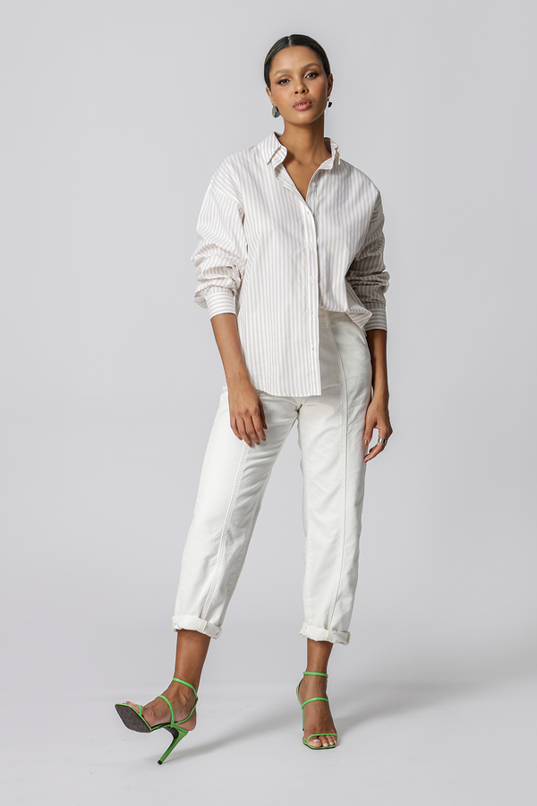 Camisa Ampla Listrada - KAKI 90131