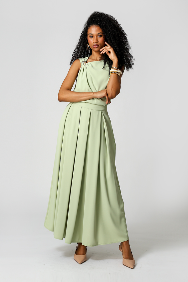 Saia Midi Com Pregas - VERDE CL