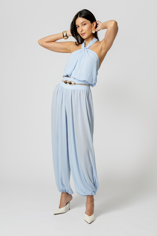 Blusa Frente Única Chiffon - AZUL CLARO