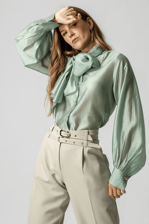 Camisa Com Laço Amplo - MINERAL