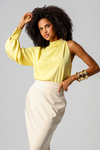 Blusa Assimétrica De Ombro Único - AMARELO