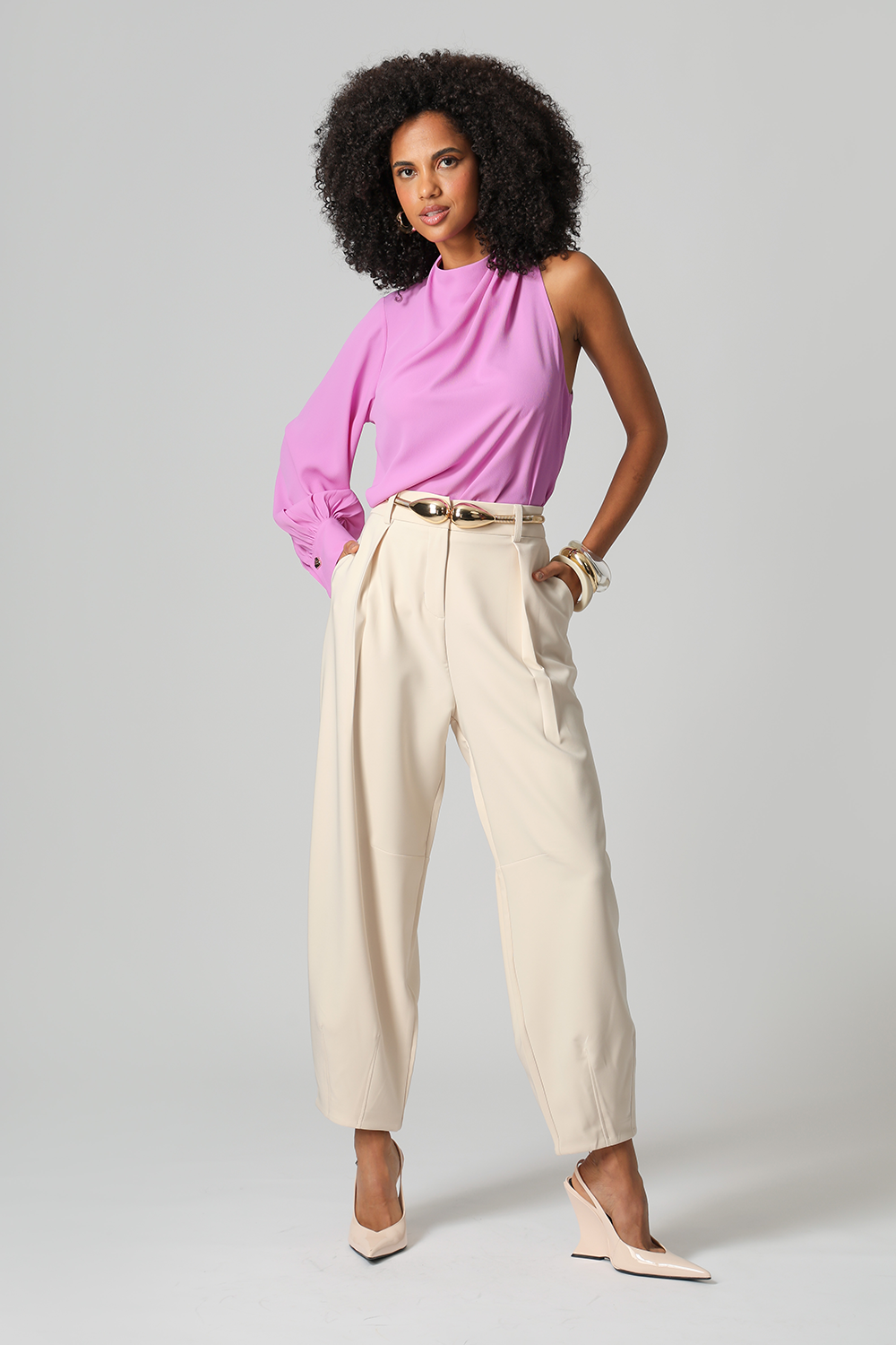 Blusa Assimétrica De Ombro Único - LILAS CLARO