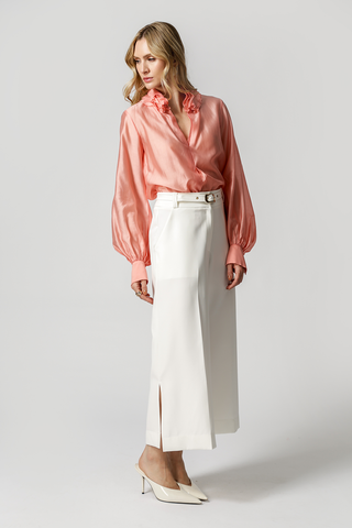 Blusa Gola Ruff em Voil - SALMAO
