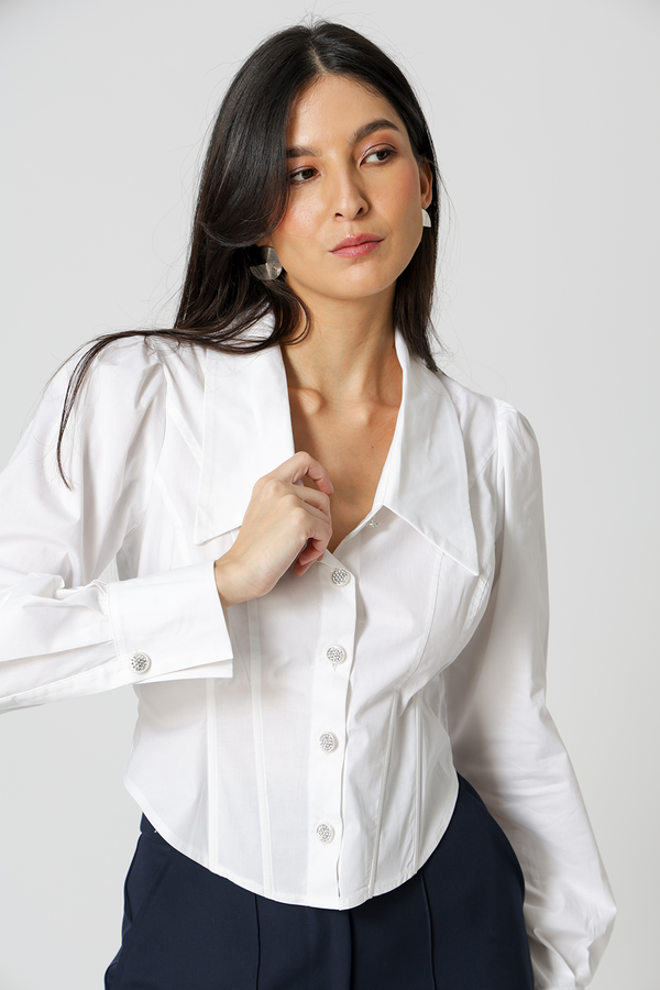 Camisa Corset Tricoline - OFF WHITE