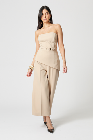 Strapless Assimétrico Com Cinto - AREIA