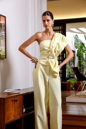 Blusa Strapless Com Folha 3D - AMARELO CL