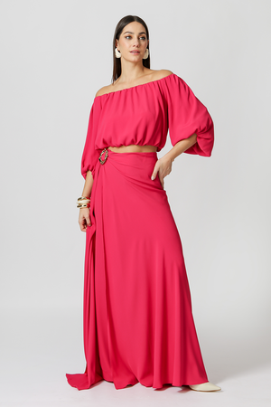 Saia Com Calça Interna e Fivela - MAGENTA